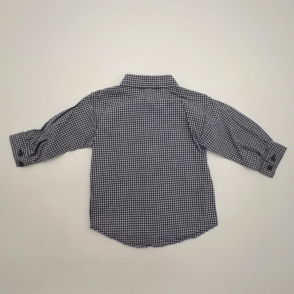 Gymboree Shirt Boys 3T Blue Gingham Long Sleeve Button Up Cotton Top Casual